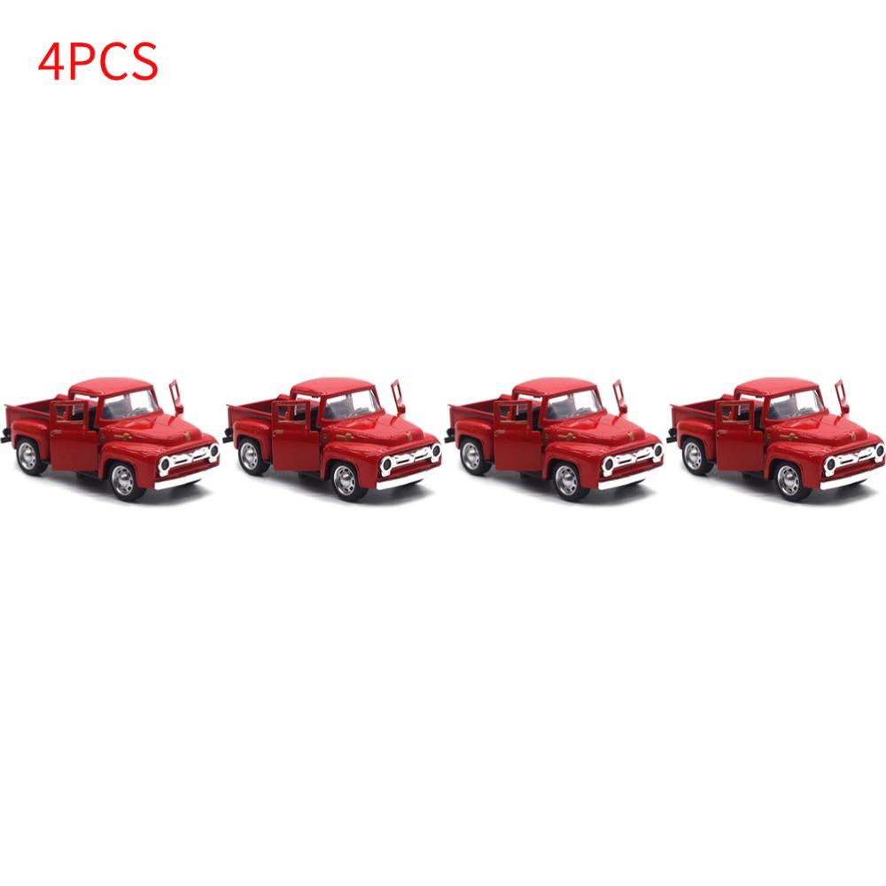 1/32 Red Metal Truck Toy Vintage Red Mini Classic Pickup Truck Kids Children's Christmas New Year Toy Red Metal Truck Toy