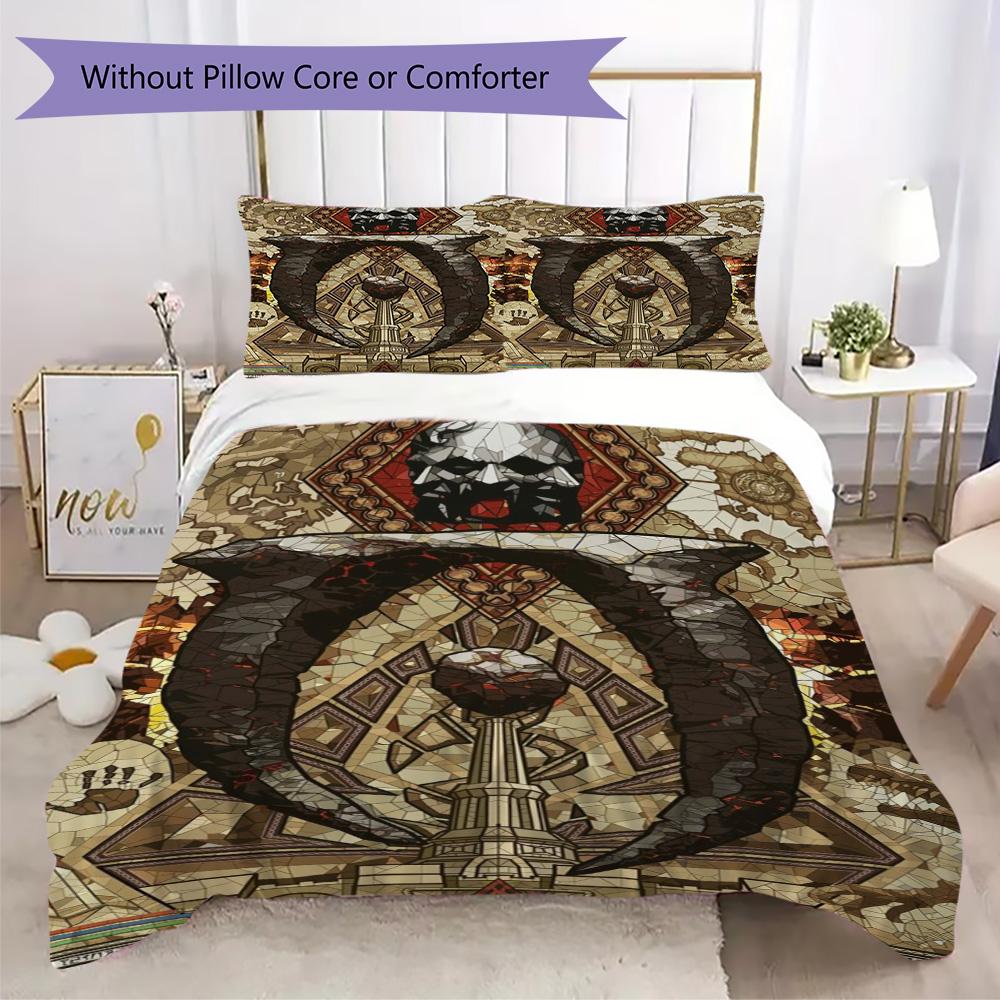 Ancient Scroll Oblivion Pattern Bedding,Quilt Set Quilt Cover Pillowcase Home Birthday Gift (1*duvet Cover+2*pillowcase,without core)SSJT0917308