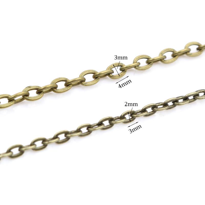 5 Meters/lot 3x2mm 4x3mm 5 Colors Plated Handmade Unwelded Iron Cable Chains DIY Jewelry Making Findings Accessories