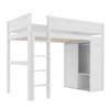 Children's Bed Loft Bed 90x200 Cm Wardrobe Storage Compartment Open Underbed Space Pine Wood Bed Frame Slat Base White