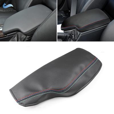 LHD Capa de Couro para Apoio de Braço Linha Preto-vermelho azul Para BMW Série 3 F30 2013 2014 2015 2016 2017 2018 Acabamento da Caixa de Apoio de Braço da Console Central