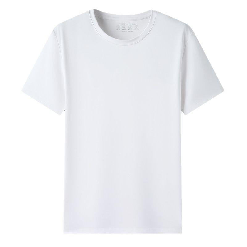 Polo Silkworm Ice Silk Short-Sleeved T-Shirt Round Neck Breathable Cool Thin Inner Half-Sleeved Trendy Men'S Bottoming Shirt