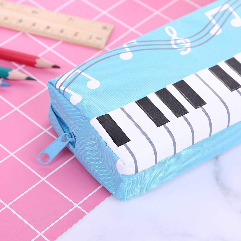 Music Notes Piano Keyboard Pencil for Case Large Capacity Pen Bags Stationery Office School Supplies