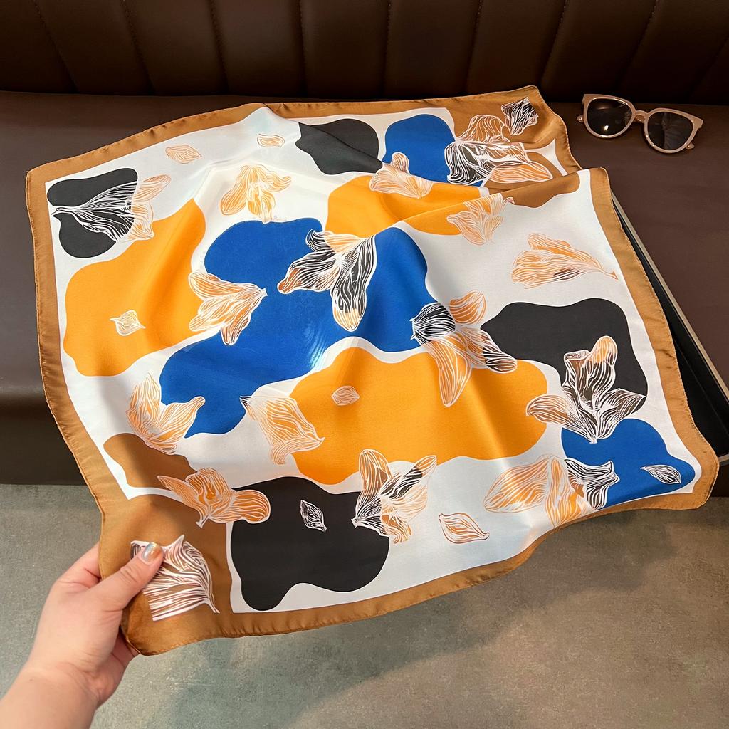 Korean Style Fashion Thin Silk Like Square Scarf For Women Summer Versatile Decorative Neckerchief