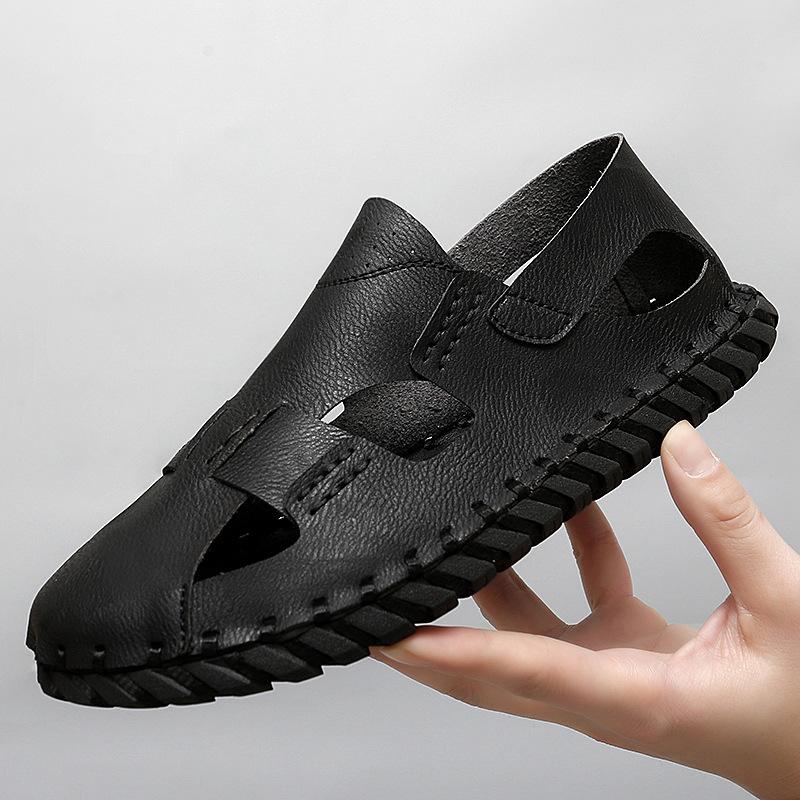 

Известные летние сандалии мужские кожаные сандалии с дышащей головкой для пляжа спортивная и любительская обувь 38 чёрный