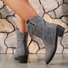 Martin boots women's winter new large size retro splicing two-color fashion short women's boots