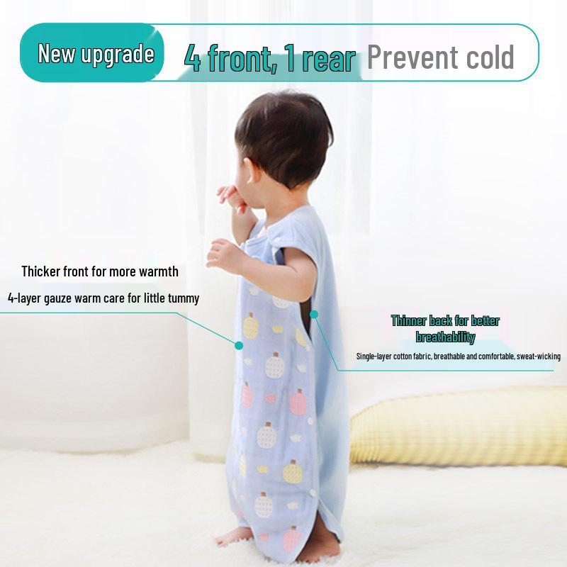 Pure Cotton Baby Sleeping Bag - All-Season Quilted Anti-Kick Blanket for Newborns