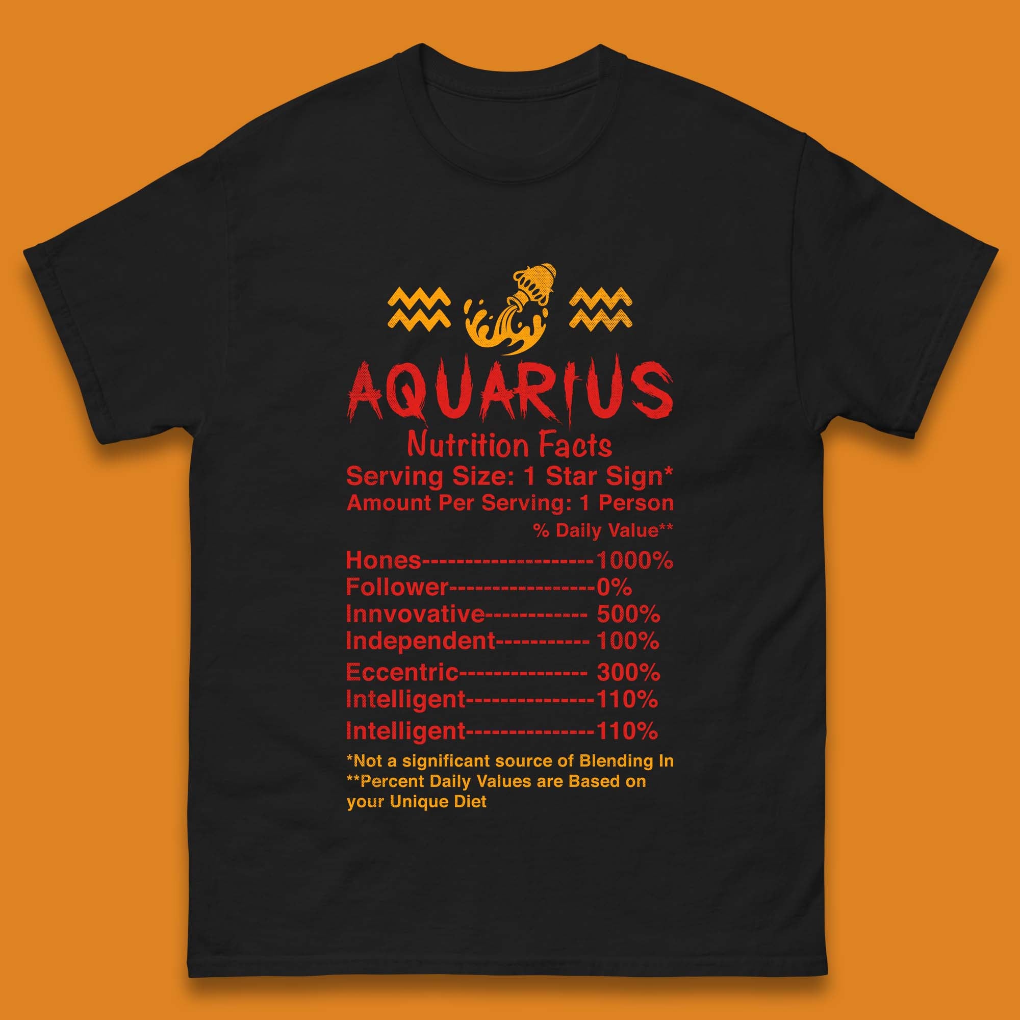 Aquarius Nutrition Facts Mens T-Shirt Womens Tops Tees 3XL