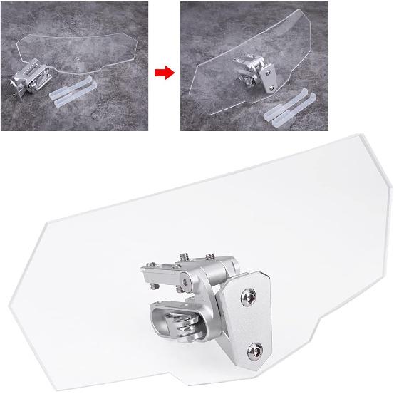 Motorcycle Windshield Clear Scooter Windscreen Scratch Wind Deflectors Universal Adjustable Universal Fit for Most Motorcycles