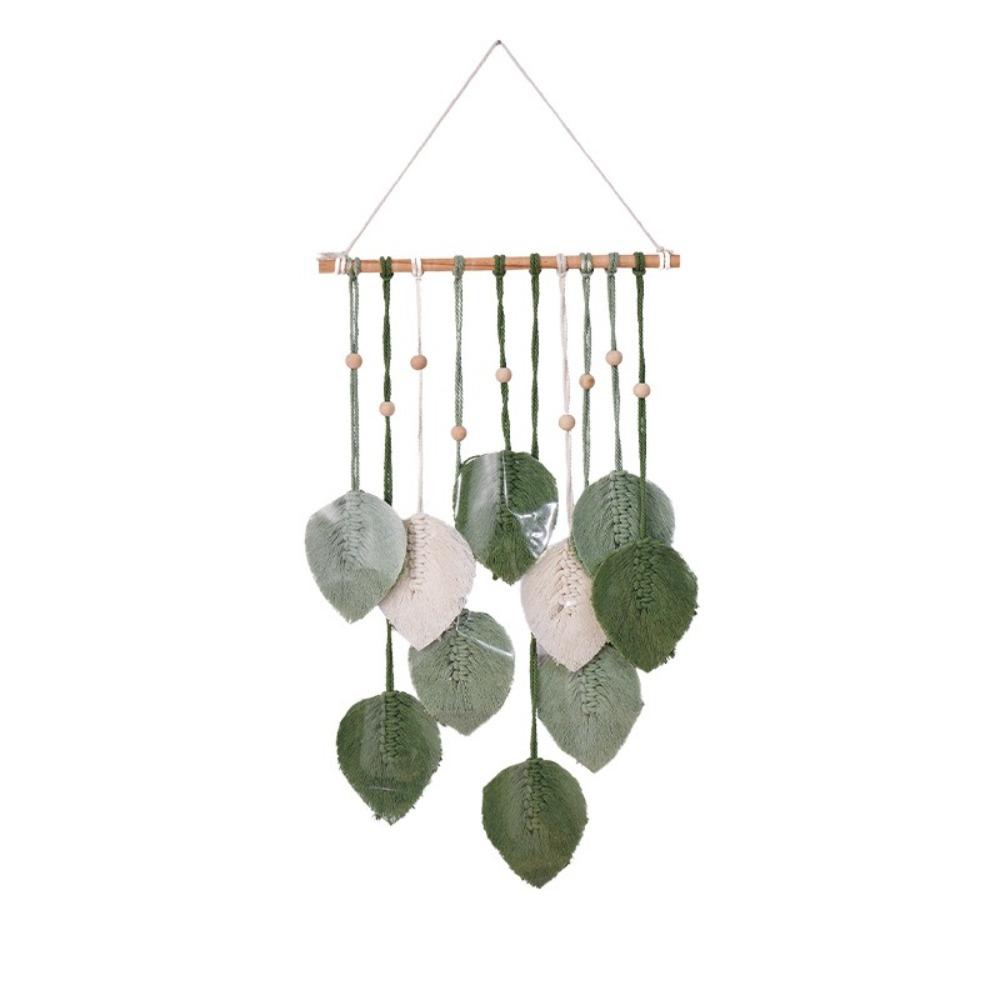 Handmade Macrame Hanging Ornament Green Wall Hanging Tapestry  for Bedroom Living