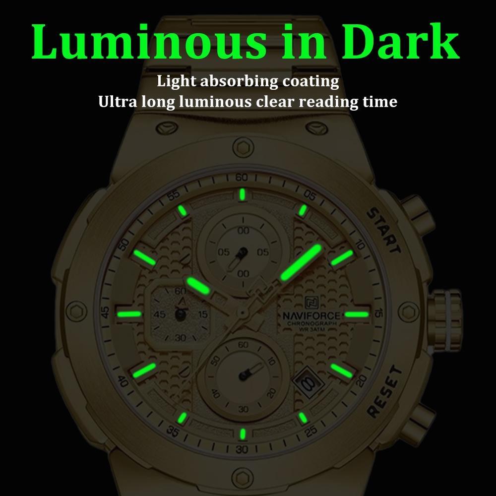 Man Quartz Watch Luxury Luminous Chronograph Wristwatch Stainless Steel Waterproof Men Date Calendar Clock