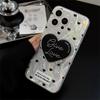 Simple Temperament Mobile Phone Case Apple 15pro Max Korean Ins Black Love Stand Iphone13 Suitable for 14 Hard 16