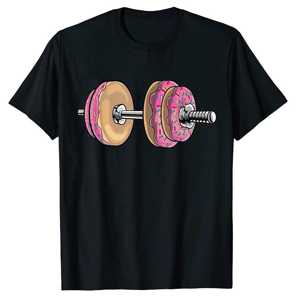 Donuts and Deadlifts Funny Doughnut Workout Tee Shirt Summer Cool Tshirt Men Short Sleeve Tshirt Powerlifter Tee T Shirt