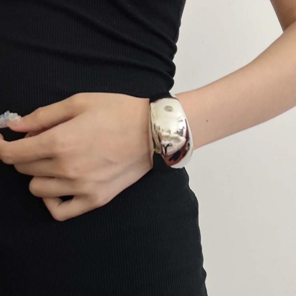 Glossy Surface Curve Wide Open Bangle Exaggerated Women's Wrist Jewelry  Festival Gifts
