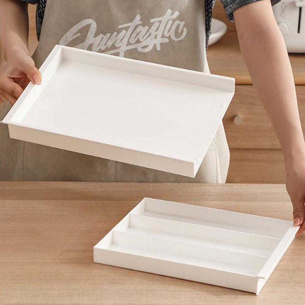 White Retractable Drawer Organizer Multi-compartment Separated Stationery Box Desktop