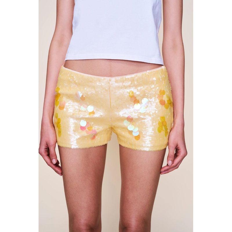 European and American Style Women's Irregular Sequined Bodycon Skirt Slim Shorts Beaded Low-Cut Short Skirt