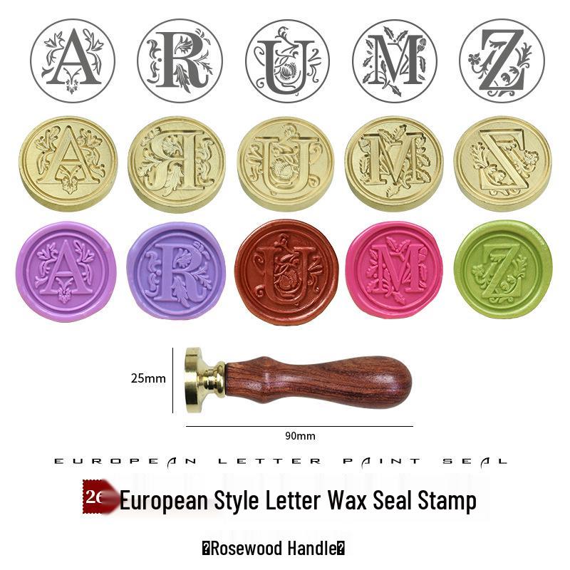 

European Style Wax Seal Stamp with Rosewood Handle & Copper Head - 26 Letters Gift Set Z Wax Seal Stamp (Rosewood Handle)