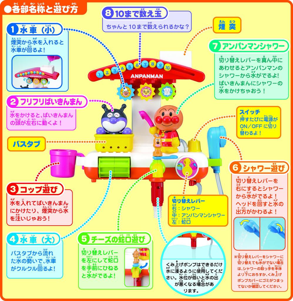 Agatsuma Anpanman - Lots of Fun! Anpanman in the Bath - Size: W370 x H300 x D150 mm