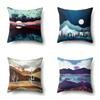 Polyester Pillow Cover Mountain Print Pillow Cover Waist Cushion Cover Car Cushion Head Cushion Cover Premium Durable
