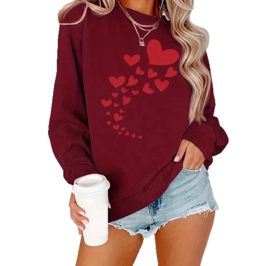Women's Casual Red Heart Hoodie - Autumn/Winter Collection