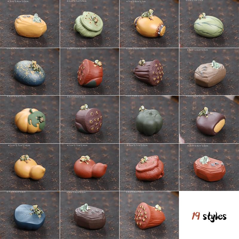 Lucky Purple Clay Small Frog Statue Tea Pet Tea Art Ornaments Chinese Kung Fu Tea Handicrafts Tea Ceremony Decor Accessories