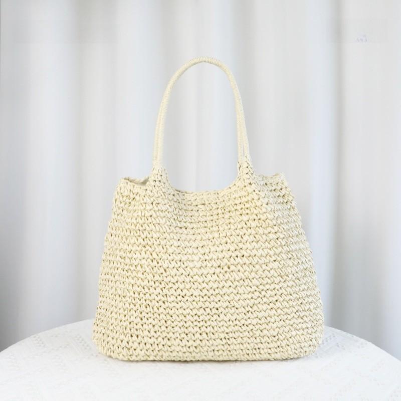 Woven Paper Grass Crossbody Bag With Magnetic Closure For Leisure Outings