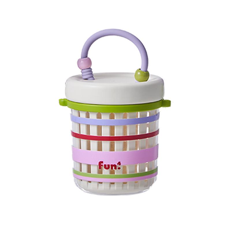 Portable Fruit Cup with A Back Rope and Fork, Large-capacity Salad Cup for Primary School Students
