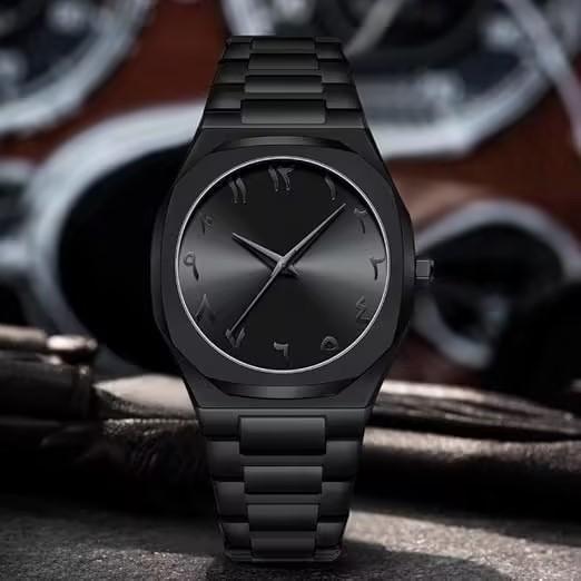 Lily There B Men's Light Grey Waterproof Watch Arabic Numeral Alloy Case Stainless Steel Luxury Shiny Black Silver Watch