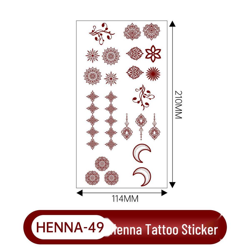 Lace Brown Waterproof Henna Flower Tattoo Stickers for Hands
