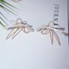 2021 New Sparkling Luxury Jewelry 925 Sterling Silver Pave White Sapphire CZ Diamond Women Wedding Bow Stud Earring Gift