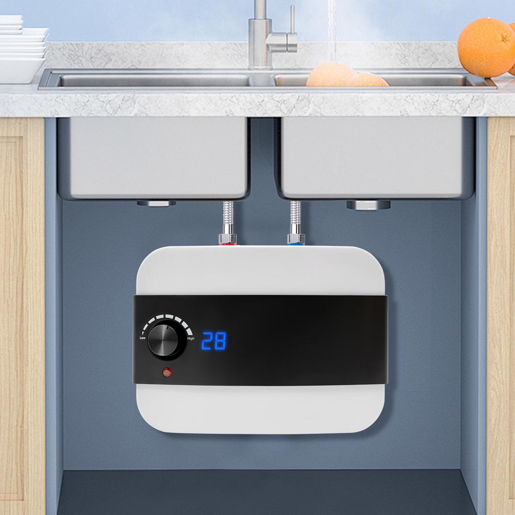 ABS Electric Water Heater,LED White Rectangle Mini-Tank Water Heater Knob Control Floor Mount for Bathrooms,Balconies