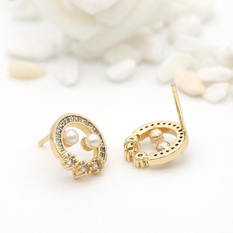 Korean Style 925 Silver Zircon G-shaped Stud Earrings