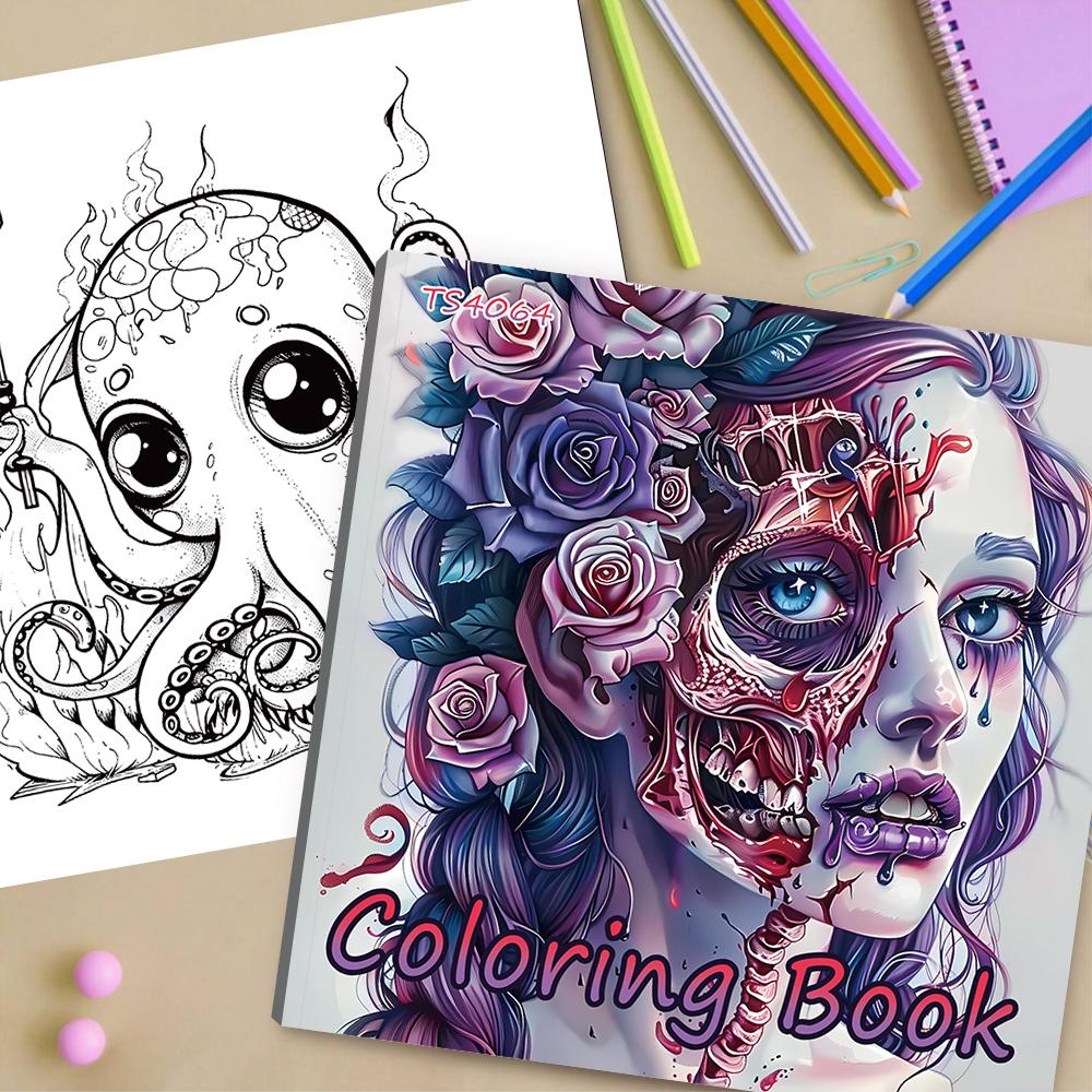 1pc,Teenagers coloring book,30 sheets different patterns 8.3x8.3''100gsm,is a Valentine's Day Easter Holiday Gift