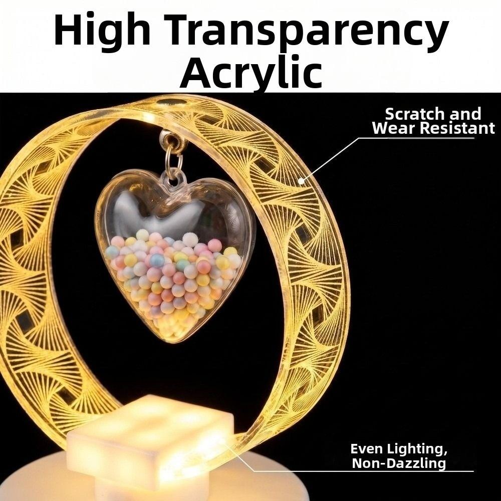 Acrylic Engraved Shade Acrylic Table Lamp Heart Pendant LED Lamp  Office Desk Ornament