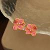 Pink Floral Women's Small Earrings Sweet Flower Petals Fashion Ear Jewelry Irregular Mini Plant Element Ear Studs