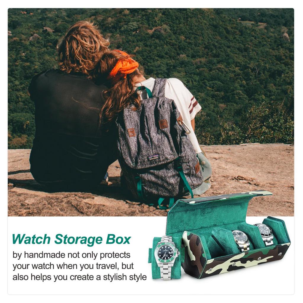 Handmade Genuine Leather Green Color Watch Case Unisex Watch Box Jewelry Display Watch Storage Organizer