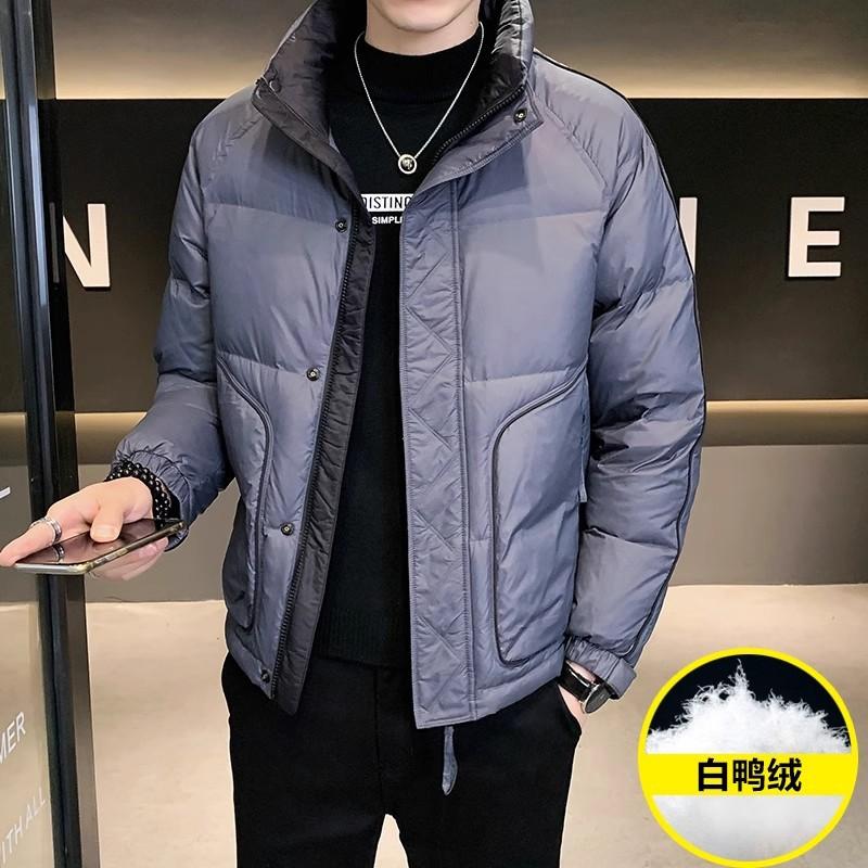 

Тенденция 2025 года зимняя куртка пуховик со стойкой воротником, красивая короткая зимняя одежда, куртка, мужская зимняя универсальная стеганая одежда 5XL серый