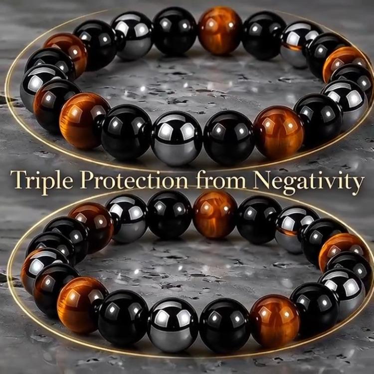 Festive Gifts Tiger Eye Black Onyx Hematite Beaded Bracelet Set Natural Fashion Jewelry For Men Women Daily Wear Gift