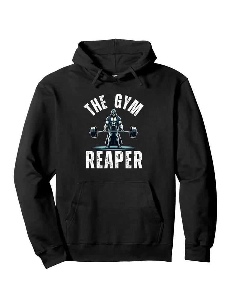 Gym Reaper Hoodie - Humorous Graphic Print