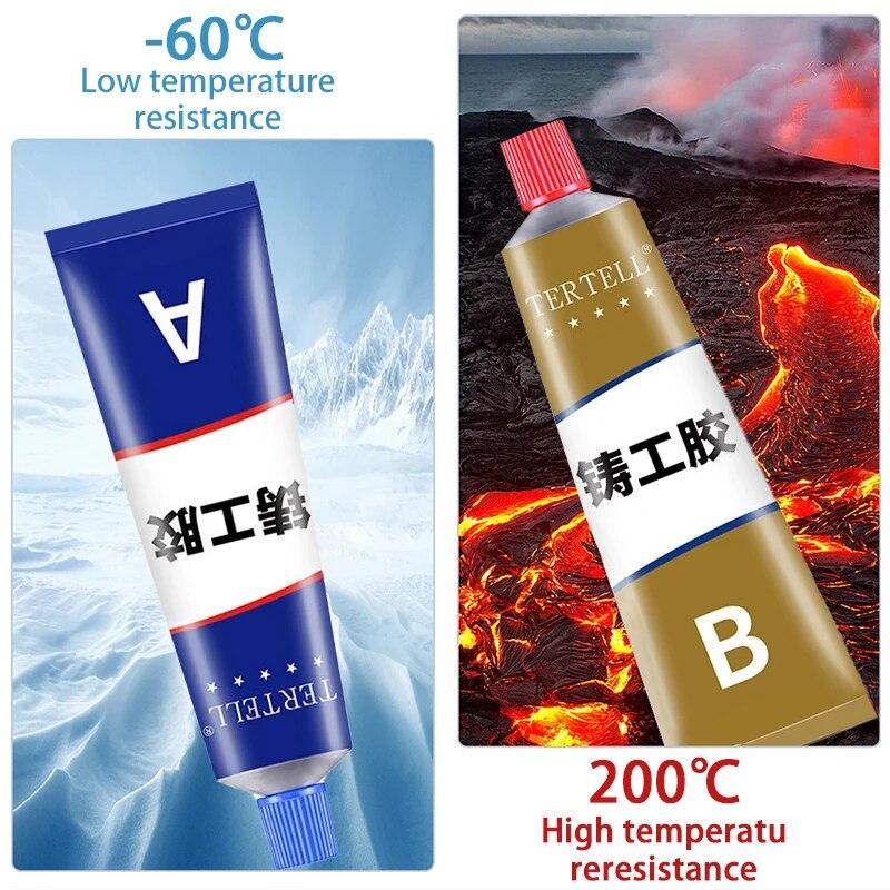 Colla per riparazione di colate AB Riempitivo per saldatura di metalli liquidi resistente alle alte temperature Colla per riparazioni di metalli per difetti di fusione di metalli