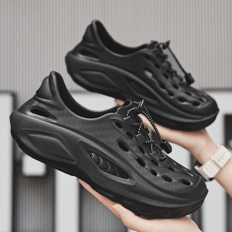 Men's Sandals 2025 Summer New Personalized Fashion Sports Leisure Perforated Shoes High Quality EVA Anti Slip Beach Shoes Male