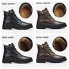Rindsleder Herren Winterstiefel Handgefertigt Retro Herrenstiefel Mann Echtes Leder Winterschuhe Stiefeletten für Herren