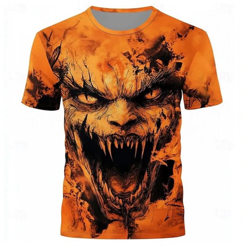 Halloween Skull 3D Printed Men and Women Casual Short-sleeved T-shirt Round Neck Fashion Trend Super Cool Daily Men's Clothing