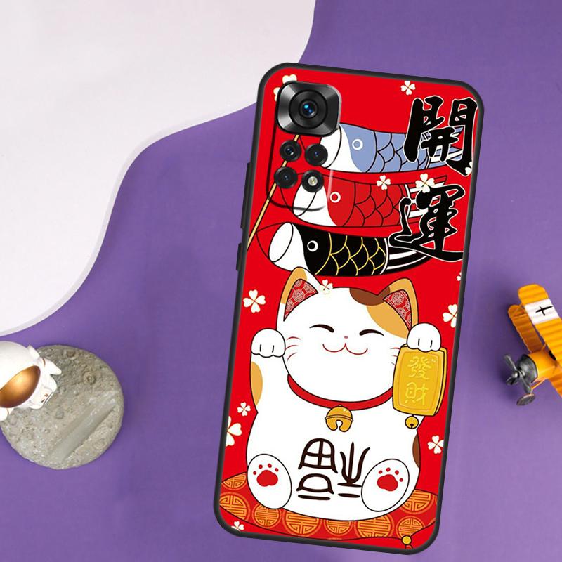 

Китайский милый счастливый кот Чехол Для Xiaomi Redmi Note 13 Pro 14 12 9 10 11 Pro 10S 11S 12S Redmi 14C 13C 10C 12C Обложка Redmi 10C