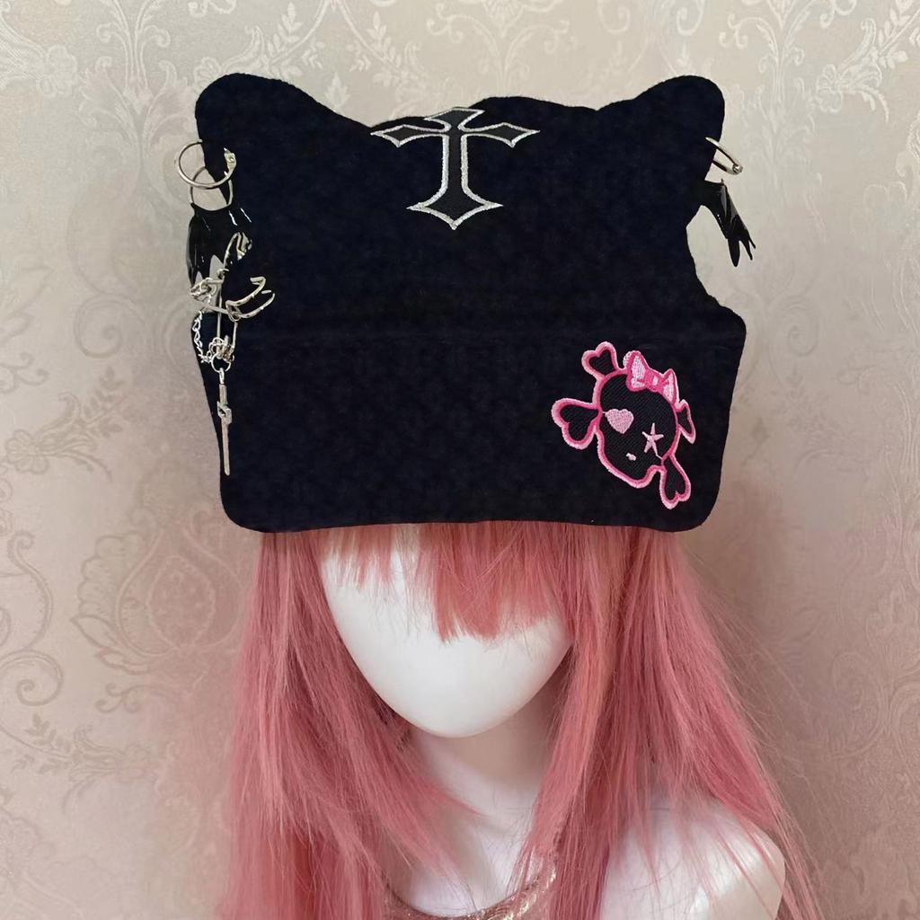 Y2K Style Knitted Windproof Hat Cute Students Outdoor Cycling Skiing Hat Lovely Cold Winter Keep Warm Hat for Couple