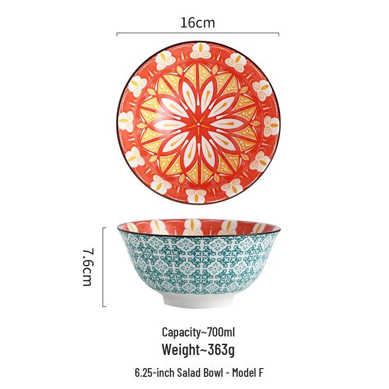 Bohemian Ceramic Noodle Bowl - High-Quality Design for Home or Commercial Use, Creative Tableware.