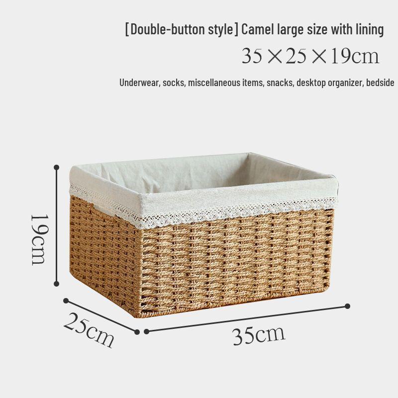 Japanese Style Large Rattan Storage Basket for Clothes, Toys, and Snacks