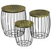 3-Piece Set Coffee Tables Side Tables Garden Table Retro Metal Basket Wire Basket Garden Nesting Table Garden Furniture Outdoor Balcony Metal