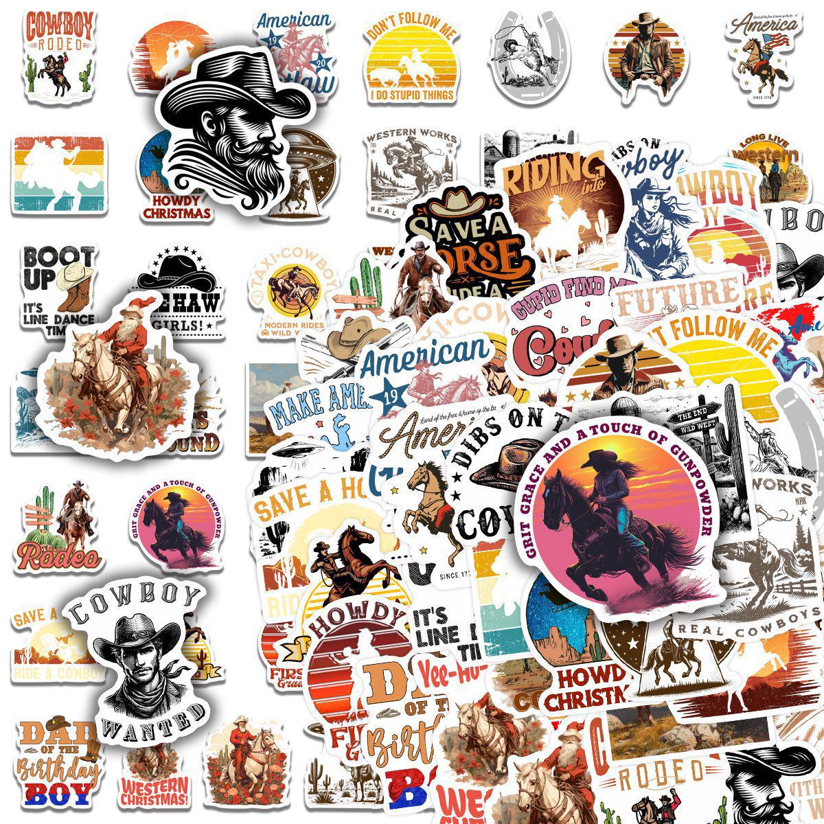 50pcs Retro Western Cowboy Cultural Stickers for Journal, Suitcase, Notebook, Refrigerator Decoration B136 другой