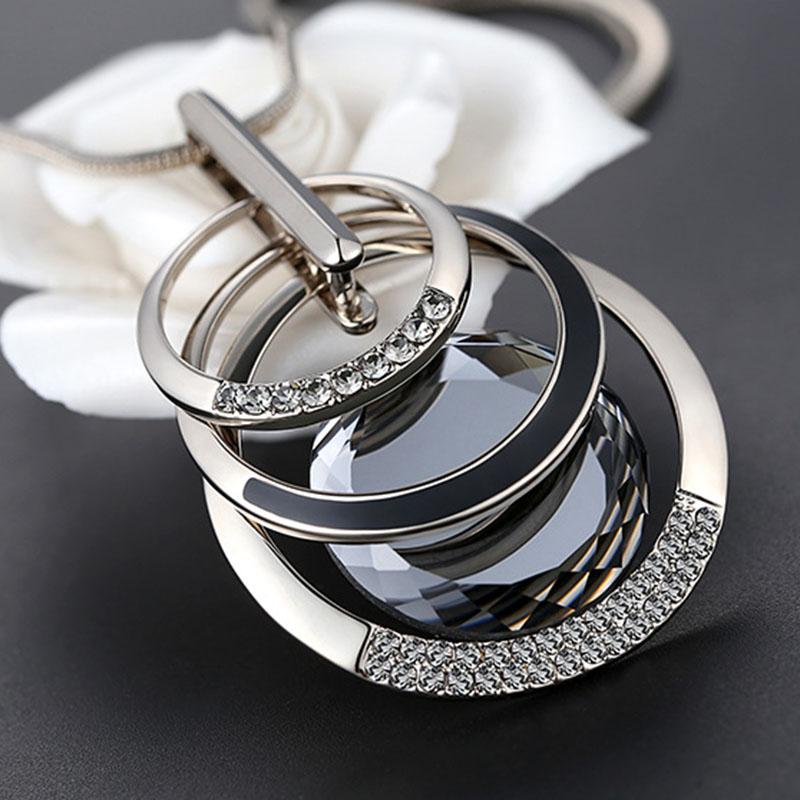 Statement Geometric Crystal Necklaces Pendant For Women Sweater Chain Choker Collier Femme Fashion Long Necklace Femme Collar Jewelry